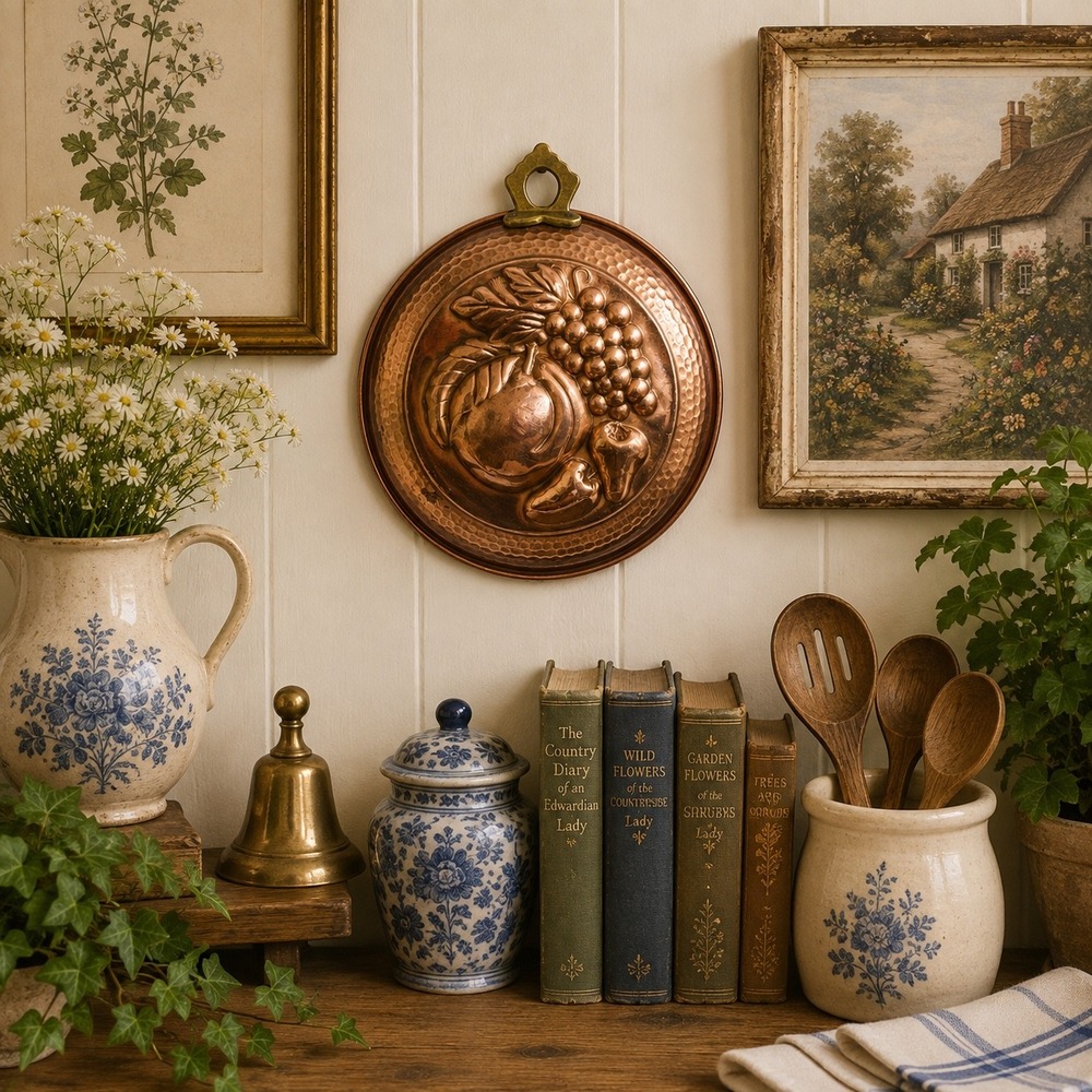 Vintage ODI Hammered Copper Fruit Mold Brass Hanger Pear Apple Gallery Wall